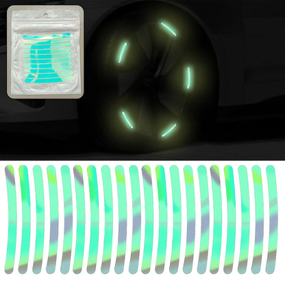 Car Wheel Hub Reflective Car Stickers Night Warning Stickers (20 Pcs Set Multicolored) - Zidbik