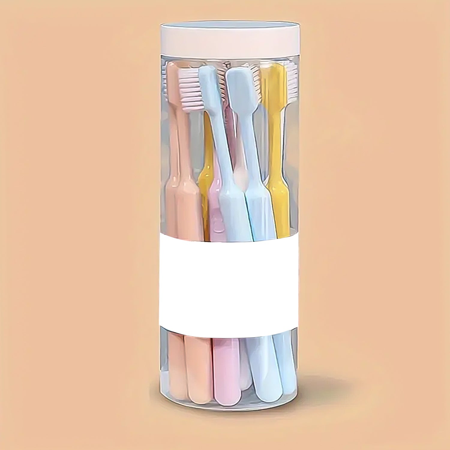 Plastic Toothbrush With Plastic Round Box (20 Pcs Set) - Zidbik