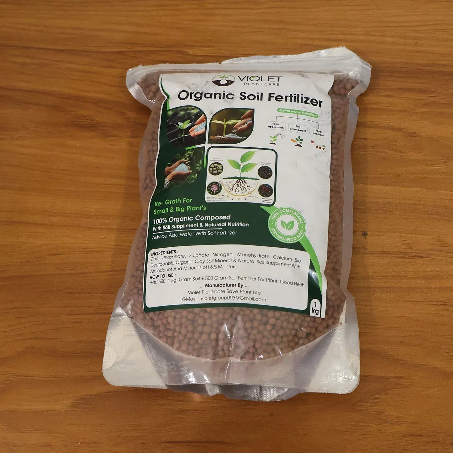 Red Organic Soil Fertilizer Granules (1 Kg Pack) - Zidbik