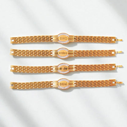 Rakhi Bracelet For Brother Metal Chain Style Rakhi With Mixed Designs (1 Pc) - Zidbik