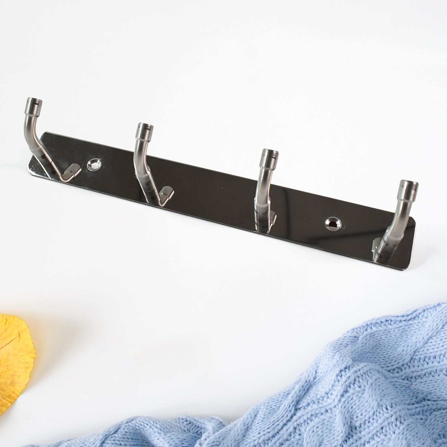 Stainless Steel Wall Mounted Coat 4 Hook Rack (20x3  1 Pc) - Zidbik