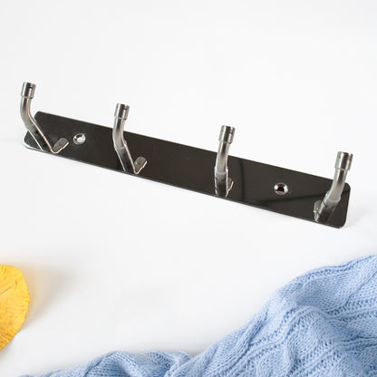 Stainless Steel Wall Mounted Coat 4 Hook Rack (20x3  1 Pc) - Zidbik