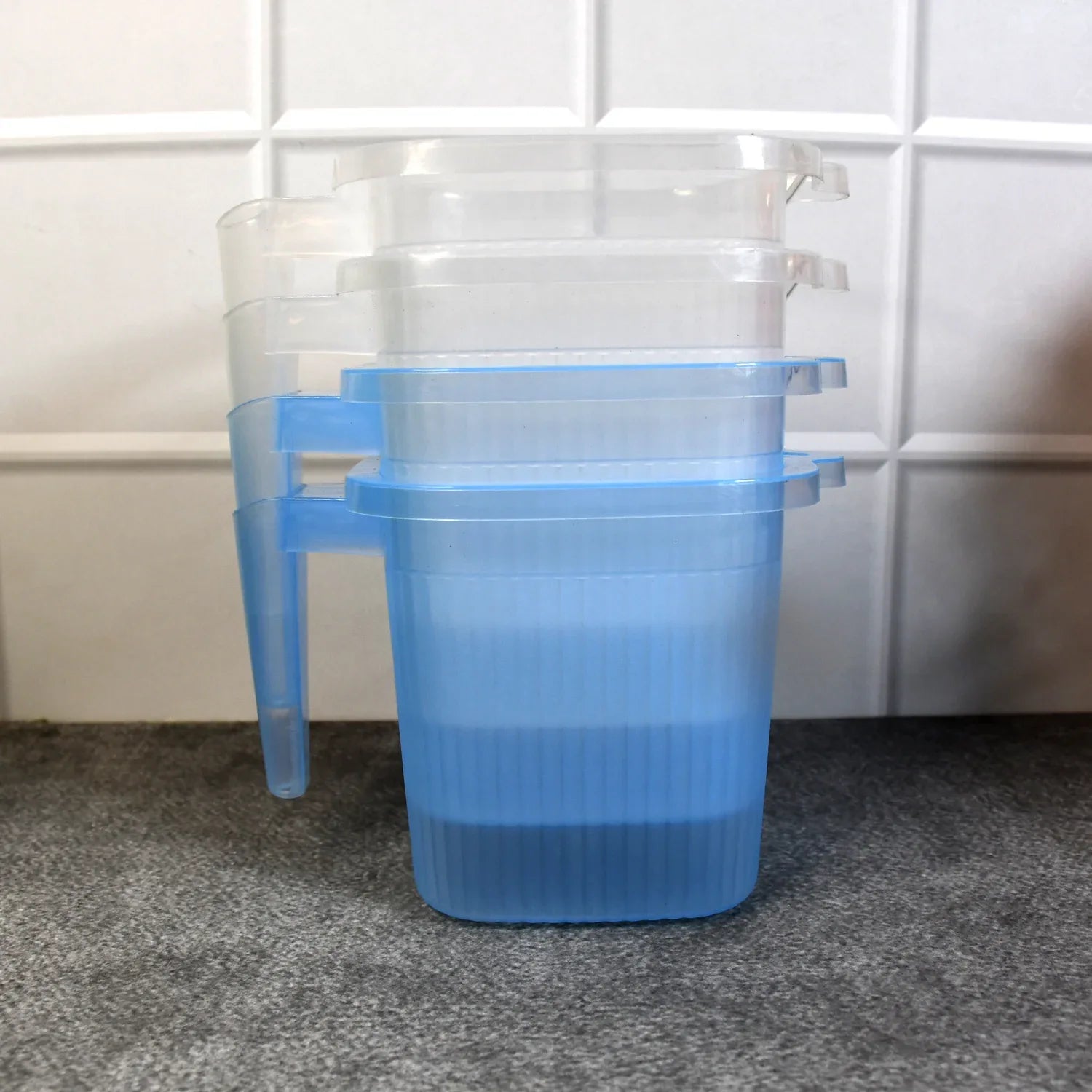 Plastic Transparent Bathroom Water Mug (4 Pc Mix Colour 1000 Ml) - Zidbik