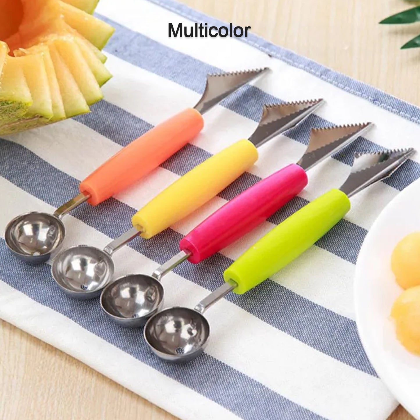 7031 Multifunctional Stainless Steel Fruit Vegetable Pattern Carving Knife Peeler Corer Spherical Dig Ball Scoop Garnishing Dig Ball Spoon Kit. - Zidbik