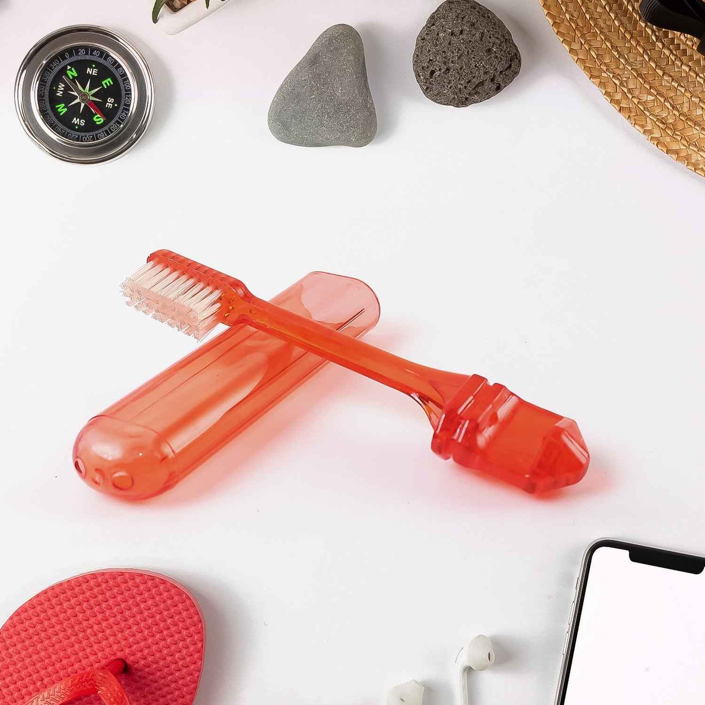 Portable Folding Toothbrush With Built-in Travel Case (1 Pc) - Zidbik