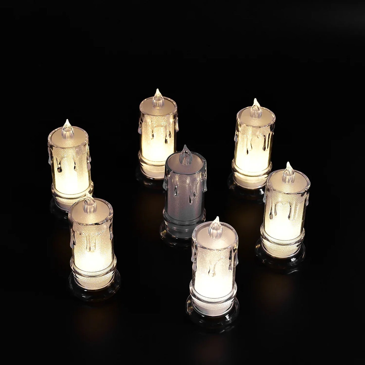 6559 Big Size Flameless Melted Design Candles For Decoration (Set Of 12pc) - Zidbik