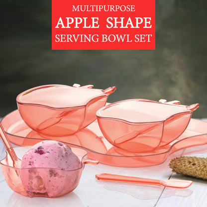 2969 Apple Shape 2piece Serving Set Of Bowl With Spoon  Tray. Dinnerware Serving Snacks  Pickle - Zidbik