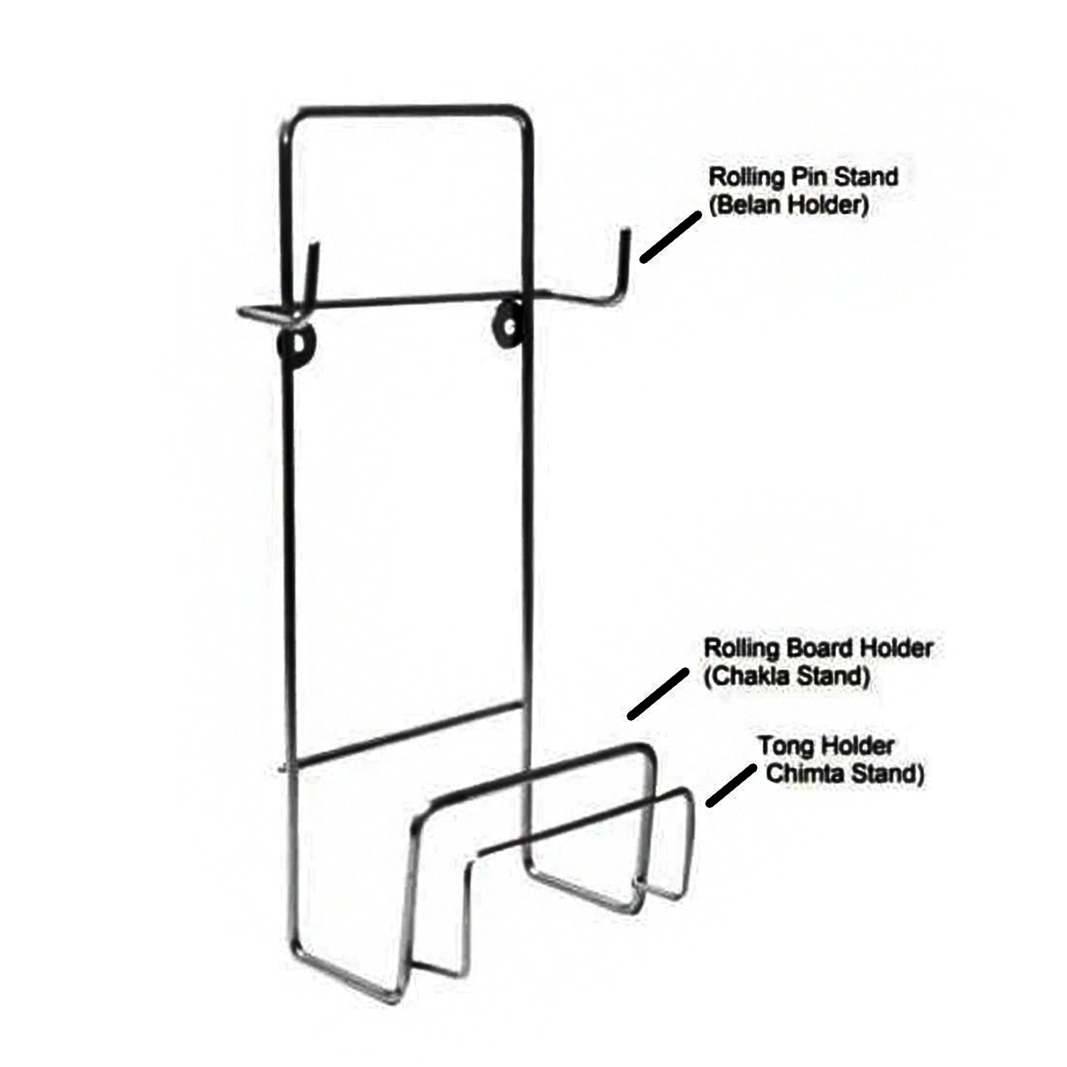 5552 Chakla Belan Chimta Stand Rolling Pin Board Tong Holder Silver Stainless Steel Multi-purpose Rack For Kitchen (1 Pc ) - Zidbik