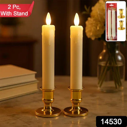 Set Of 2 Led Flameless Taper Candles - Zidbik