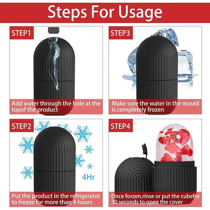 1224b Face Ice Roller Ice Roller For Face Ice Roller For Face Massager Face Ice Treatment Reduce Face Swelling And Under Eye Puffiness (Black) - Zidbik
