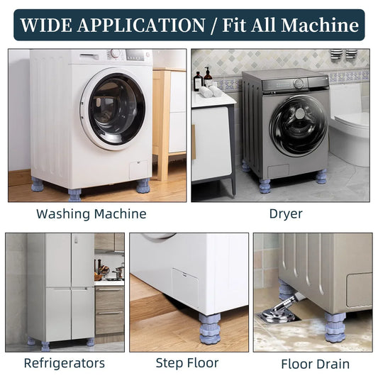 Washing Machine Support Anti Vibration Washing Machine Support Adjustable Washer Anti Vibrasion Pads Washer Dryer Pedestalswashing Machine Accessory Anti- Skid Pad Pvc Lifting Pad Non-slip ( 4 Pc Set 1pc ) - Zidbik
