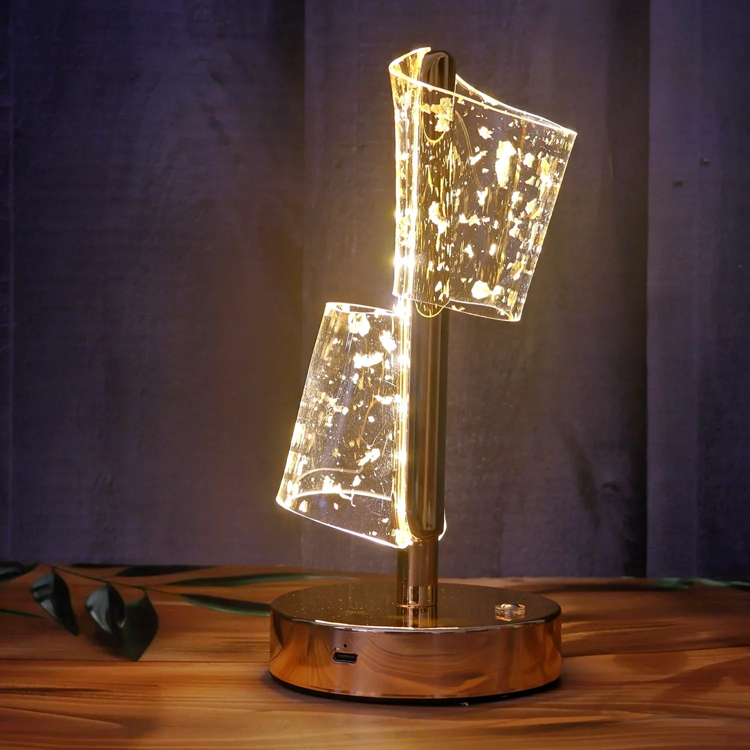Luxury Golden Crystal Led Double Shade Table Lamp (1 Pc) - Zidbik