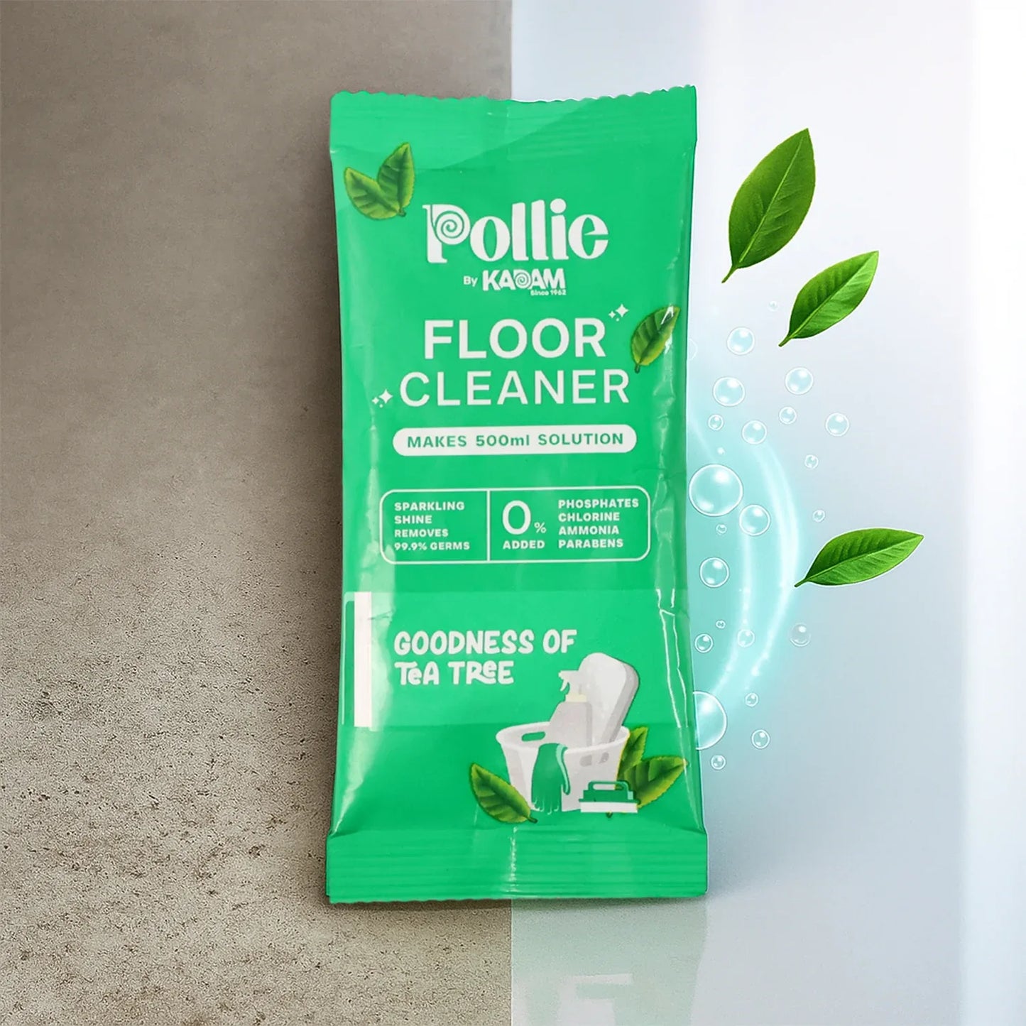 Pollic Kadam Concentrated Floor Cleaner Sachet Tea Tree Fragrance (50 Gm) - Zidbik