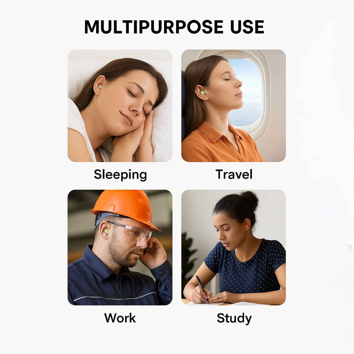 Soft Foam Earplugs - Noise-Cancelling Earplugs (4 Pairs)