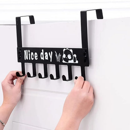 Heavy-duty Carbon Steel Door Hook Hanger Rack (1 Pc 6 Hook Black) - Zidbik