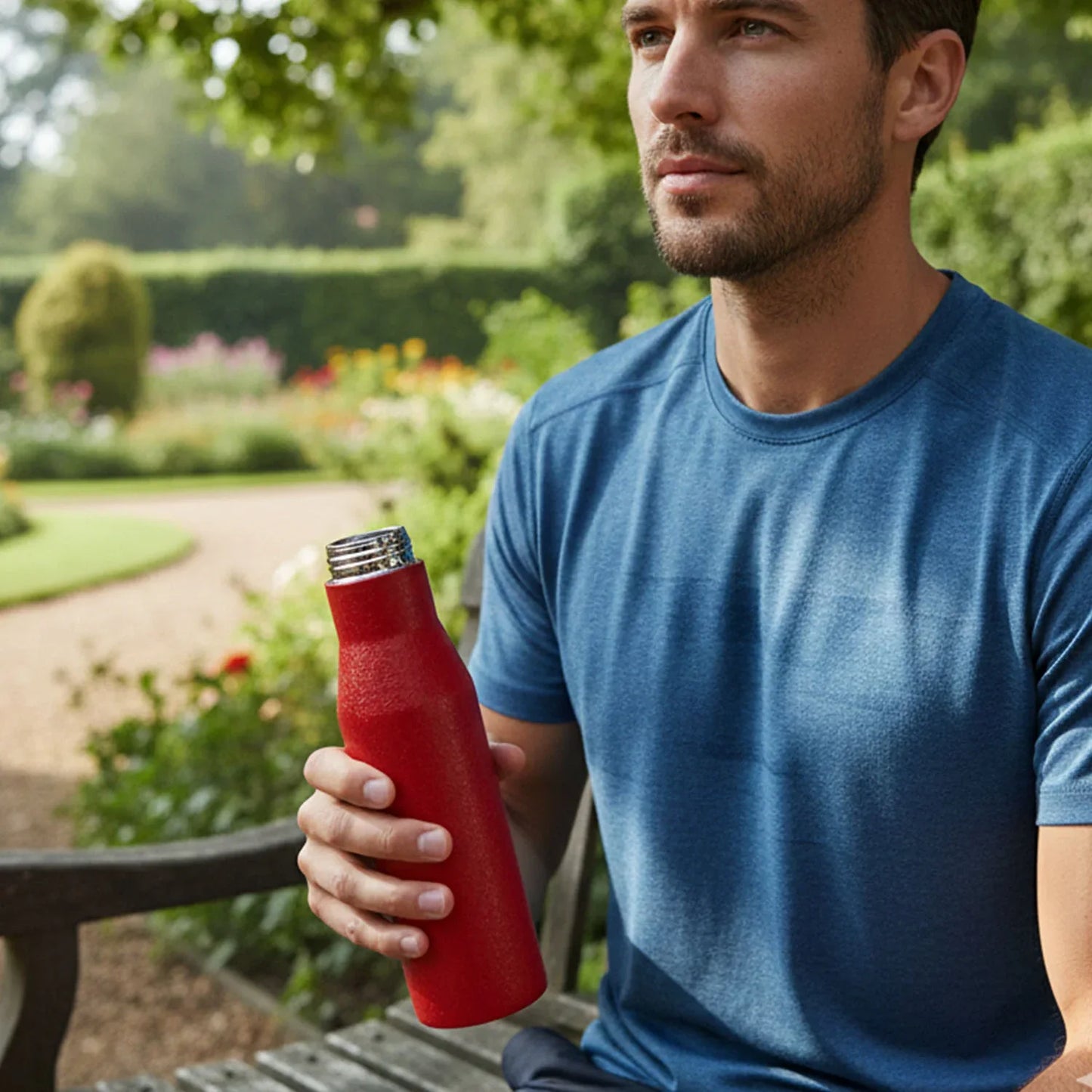 Stainless Steel Water Bottle Red Color (1000 Ml 1 Pc) - Zidbik