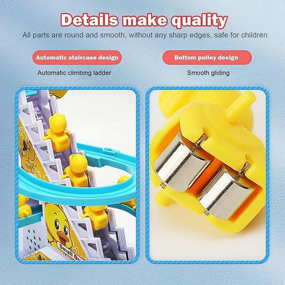 Lala Small Duck Climb Stairs Toy Roller Coaster With Flashing Lights Music (3 Ducks) - Zidbik
