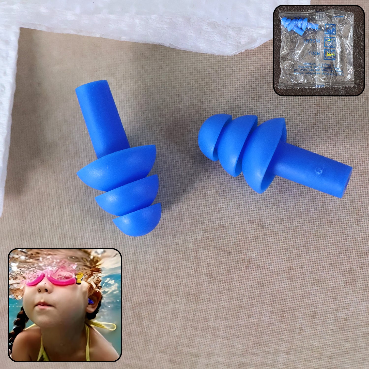 Reusable Silicone Swimming Ear Plugs - (Set) - Zidbik