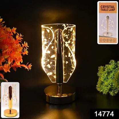 Luxury Golden Leaf Design Crystal Table Lamp (1 Pc) - Zidbik
