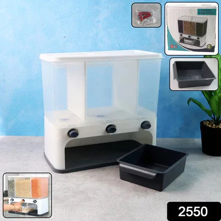 2550 Easy Flow Cereal Dispenser For Kitchen 3 In 1 Push Button Wall Mount Container - Zidbik