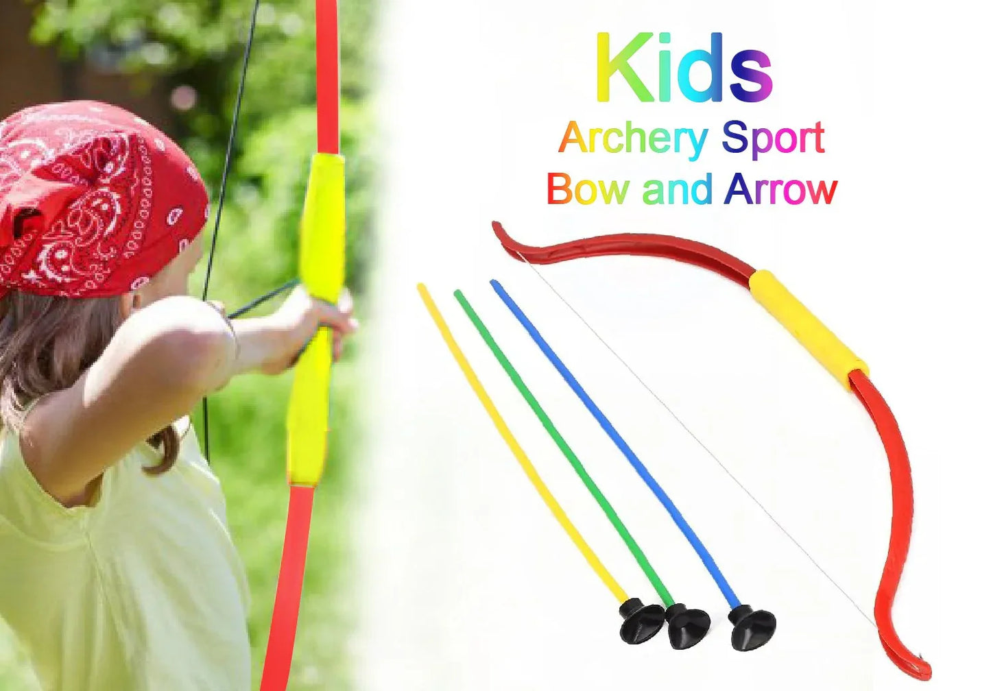 4621 Kids Archery Sport Bow And Arrow Toy Set With Quiver To Hold Arrows - Zidbik