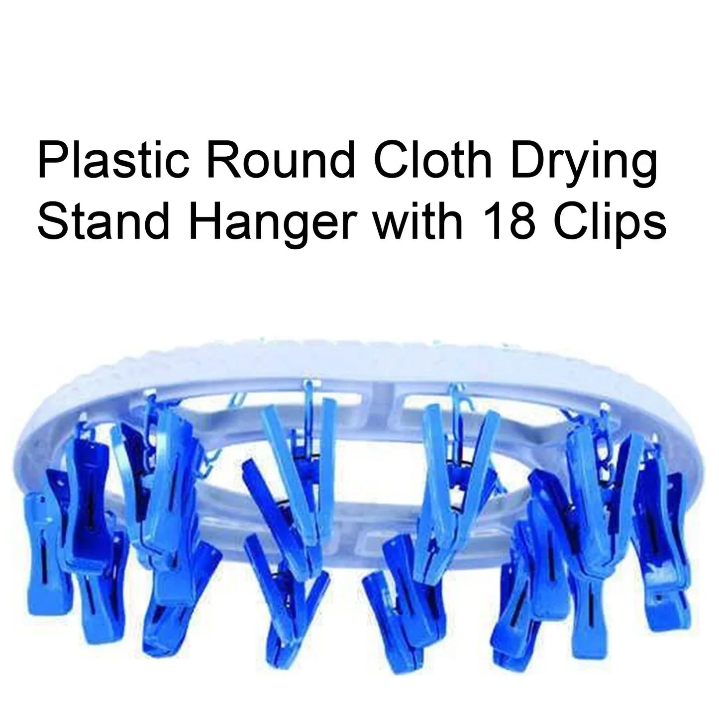 1366 Plastic Round Cloth Drying Stand Hanger With 18 Clips (Multicolour) - Zidbik