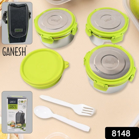 Stainless Steel Tiffin Lunch Box Container  Dabba With 4 Side Clip Lock Lid For Office  School Use Food Grade  Air Tight  Easy To Carry  Leak Proof - Zidbik