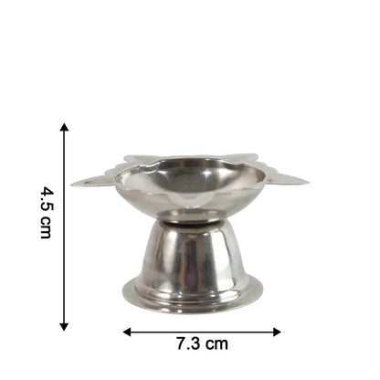 Stainless Steel Sunflower Design Diya Stand (Big Size) (1 Pc) - Zidbik
