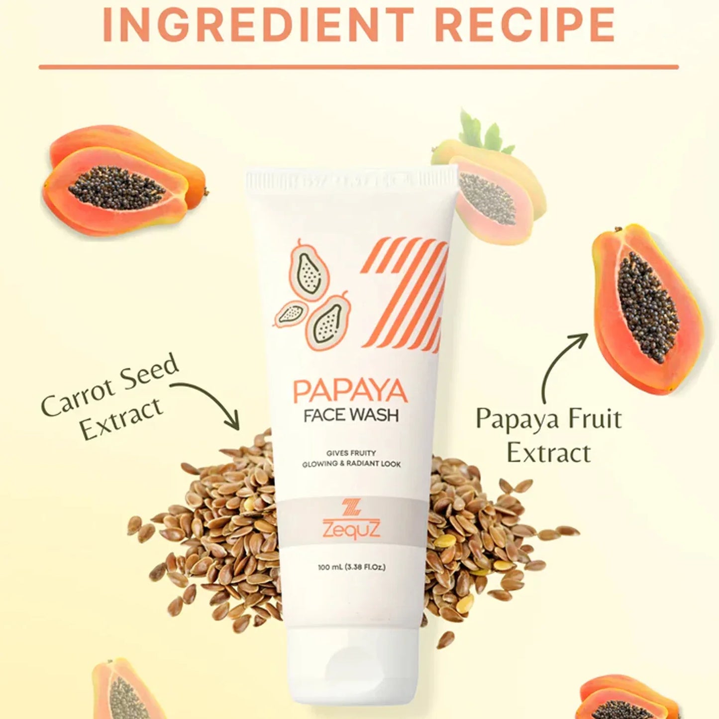 Zequz Papaya Face Wash - (100ml 1 Pc) - Zidbik