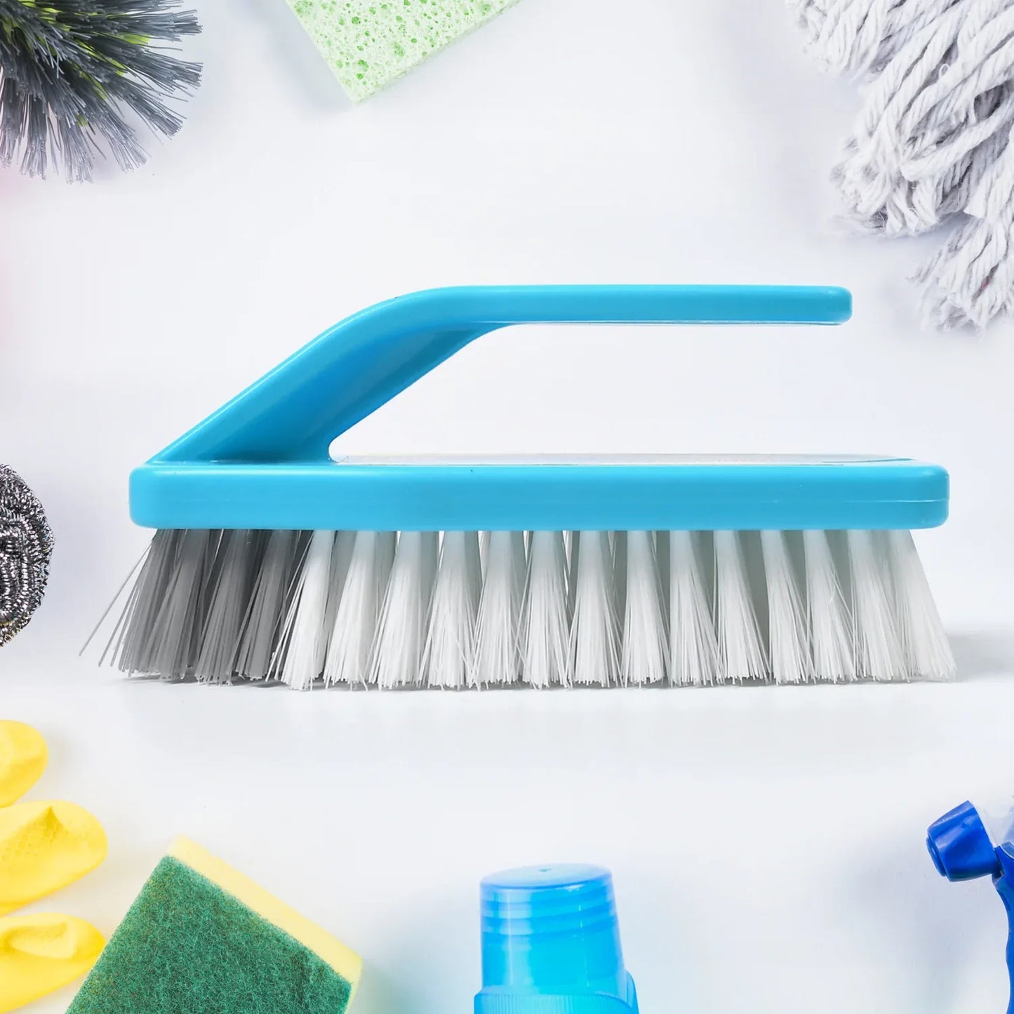 7527 Multipurpose Durable Cleaning Brush With Handle For Clothes Laundry Floor Tiles At Home Kitchen Sink Wet And Dry Wash Cloth Spotting Washing Scrubbing Brush. - Zidbik