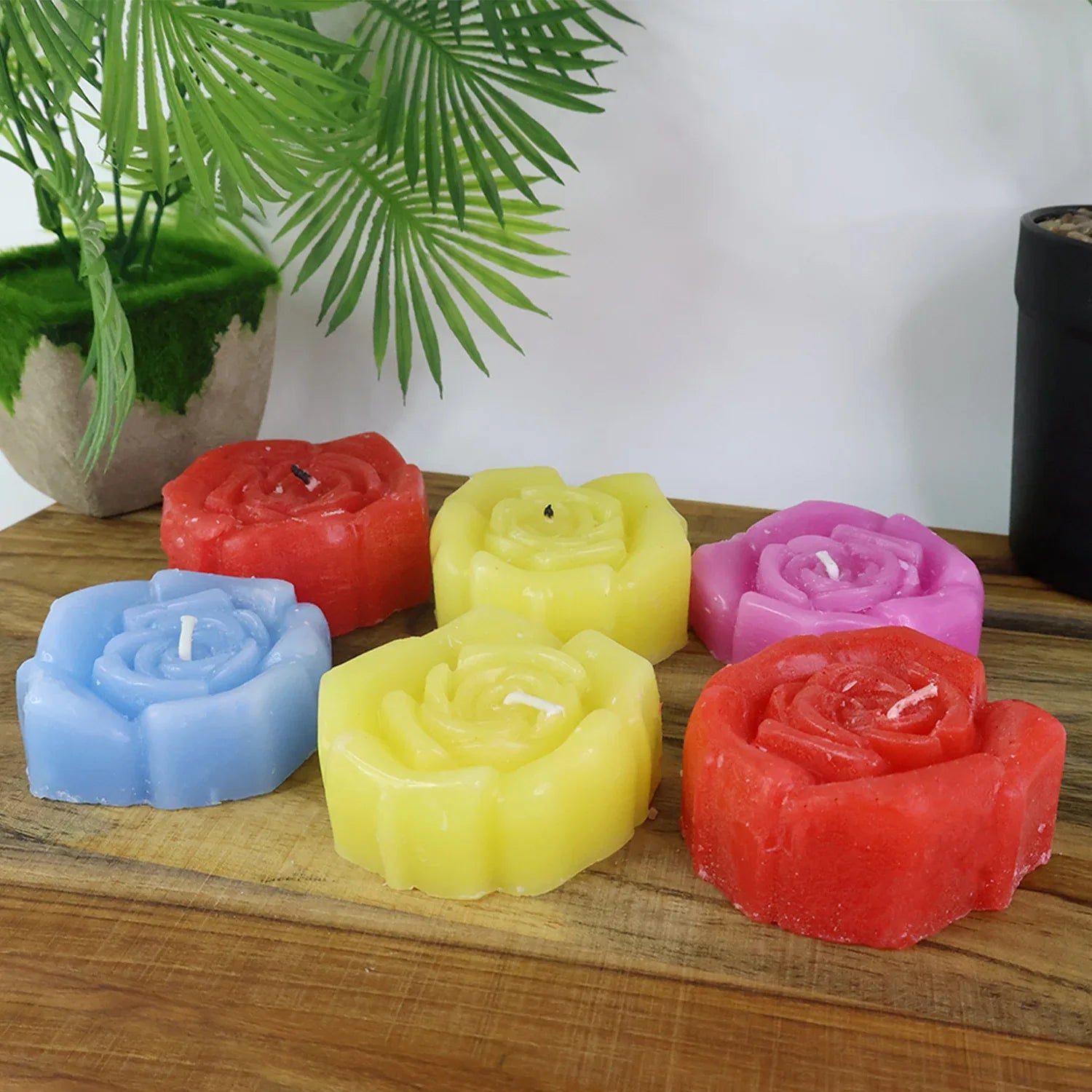 Rose Shaped Wax Candle Set (6 Pc) - Zidbik