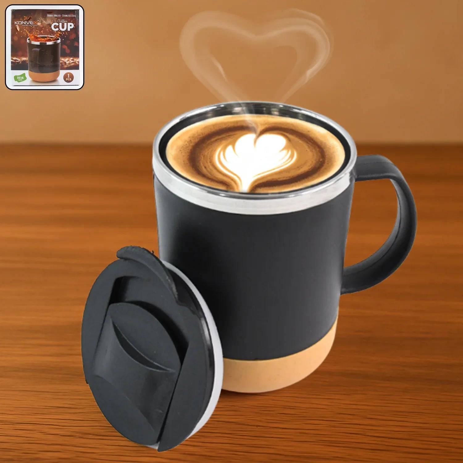 Insulated Coffee Mug With Spill-proof Lid (Approx 350ml  1 Pc) - Zidbik