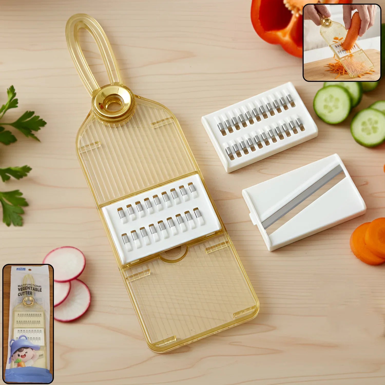 Multifunctional Vegetable Cutter Set With Interchangeable Blades - Zidbik