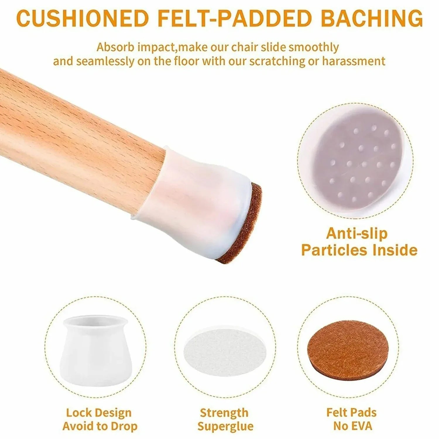 Premium Silicone Furniture Feet Pads (4 Pc Set Mix Color) - Zidbik