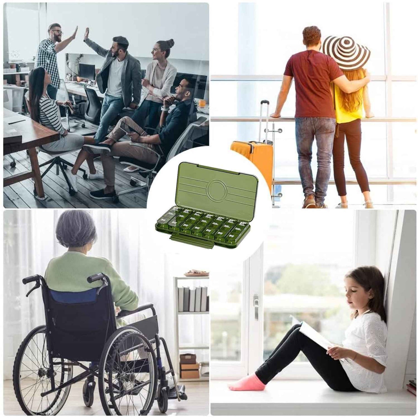 Portable Pill Box Organizer - Weekly Pill Keeper with 21 Grid Container (1 Pc)