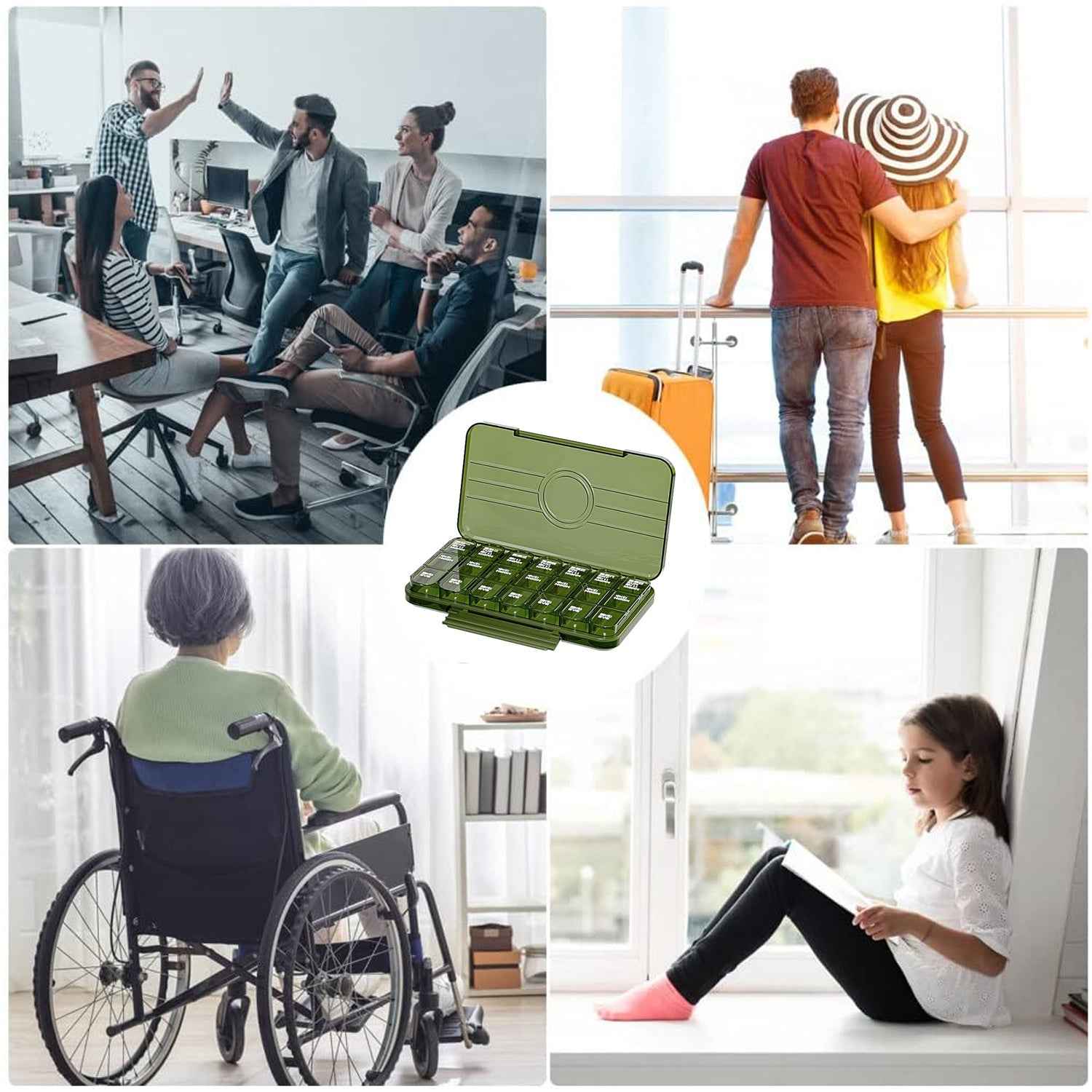 Portable Pill Box Organizer - Weekly Pill Keeper with 21 Grid Container (1 Pc)