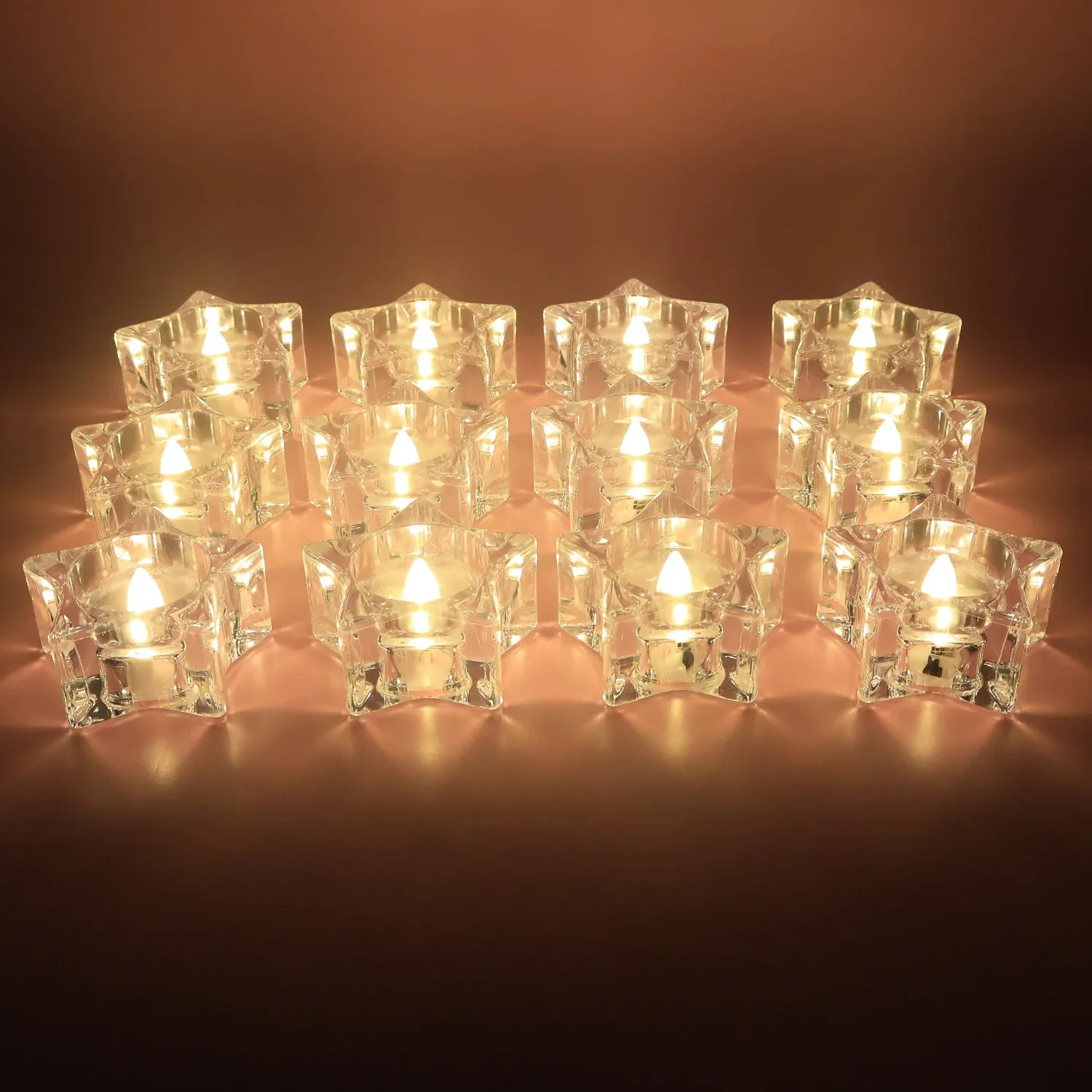Set Of 12 Led Crystal-effect Flameless Smokeless Candles - Zidbik