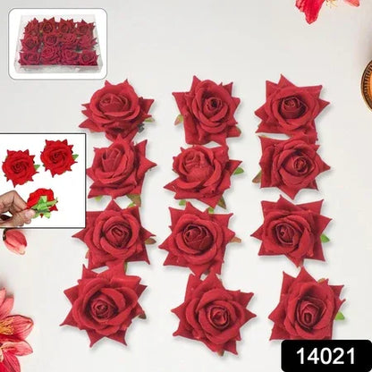 Flower Rose Hair Pin Clip Velvet Flower Design (12 Pcs Set) - Zidbik