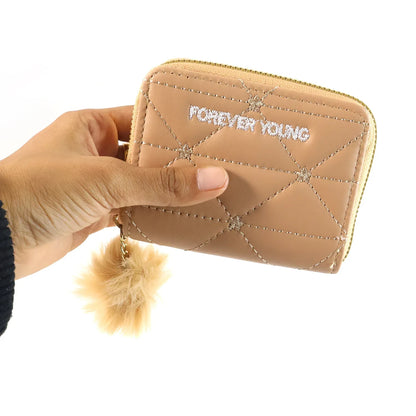 Stylish Kids Wallet With Soft Fur Zip Puller (1 Pc) - Zidbik