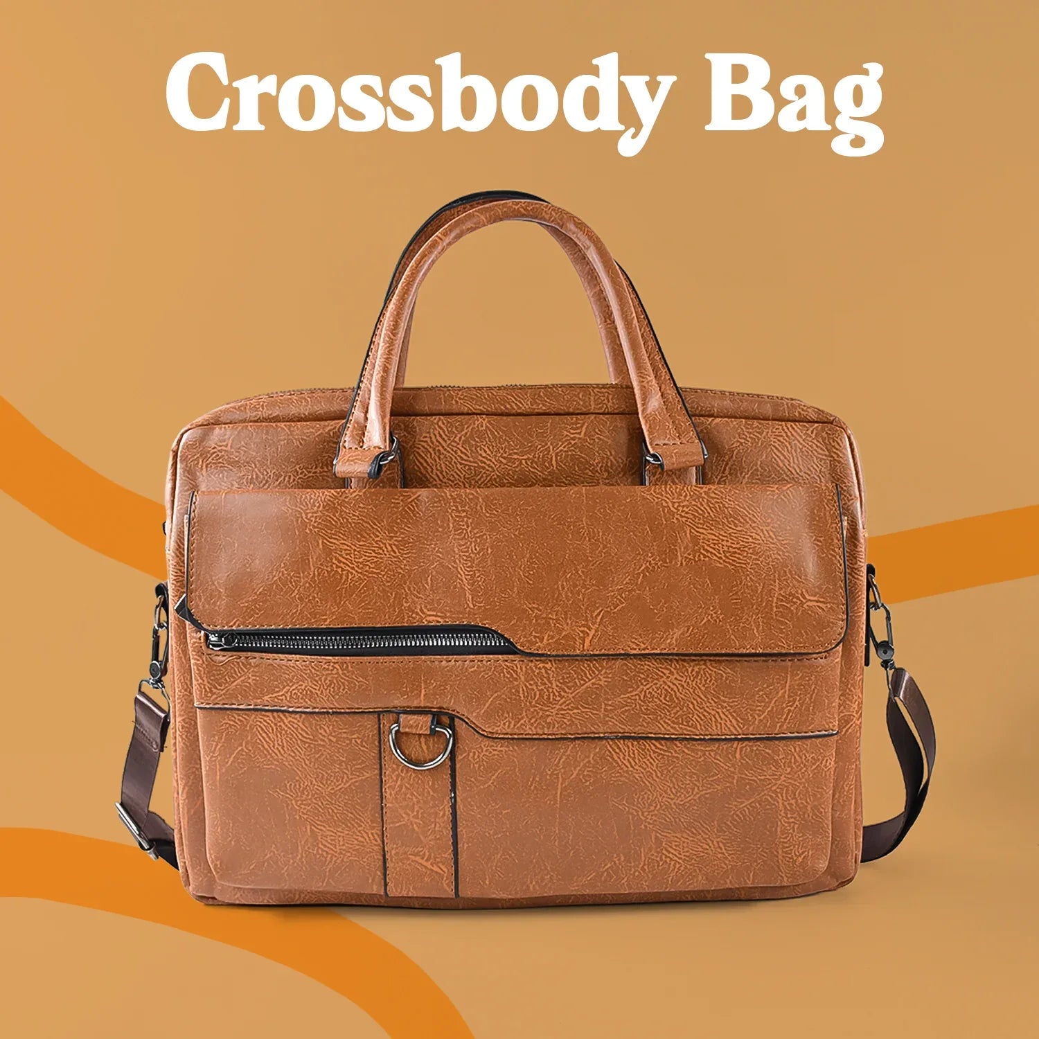 Premium Faux Leather Multipurpose Messenger Briefcase With Shoulder Strap (1 Pc) - Zidbik