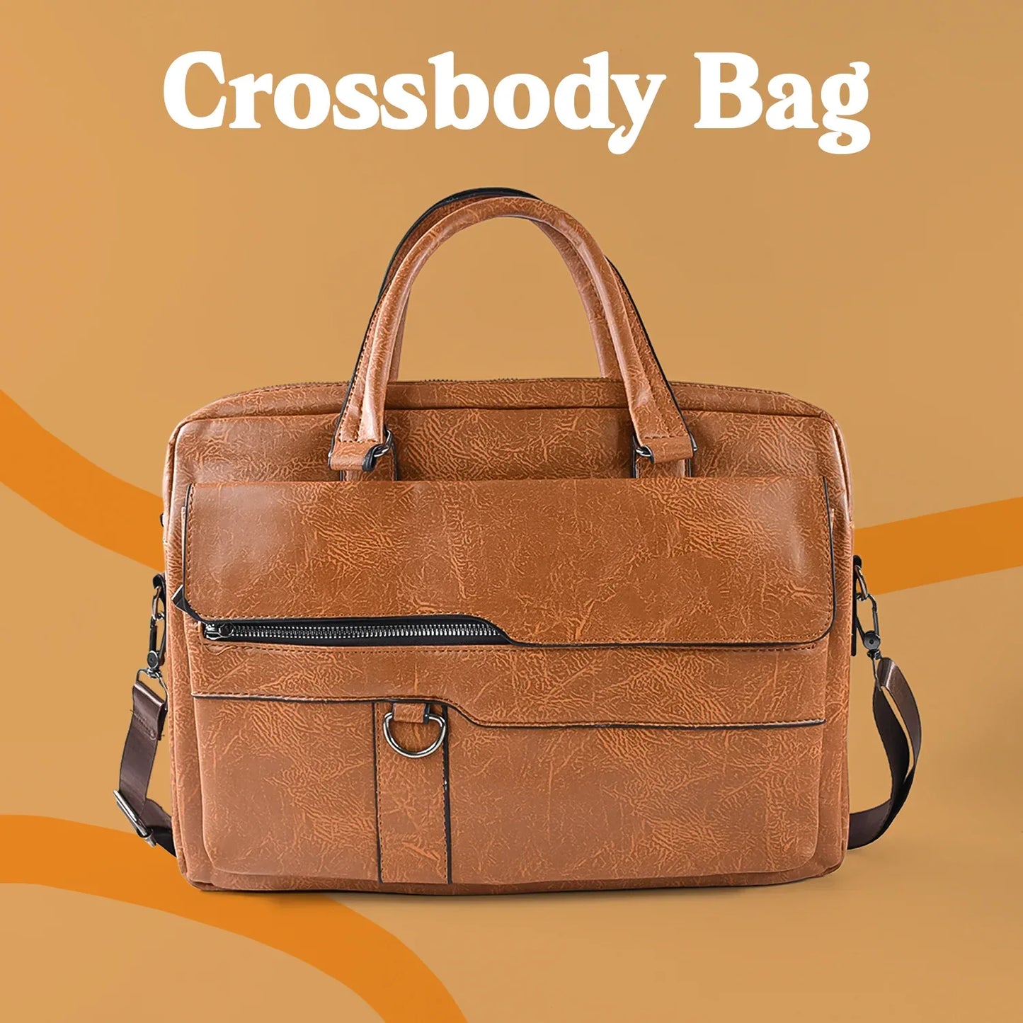 Premium Faux Leather Multipurpose Messenger Briefcase With Shoulder Strap (1 Pc) - Zidbik