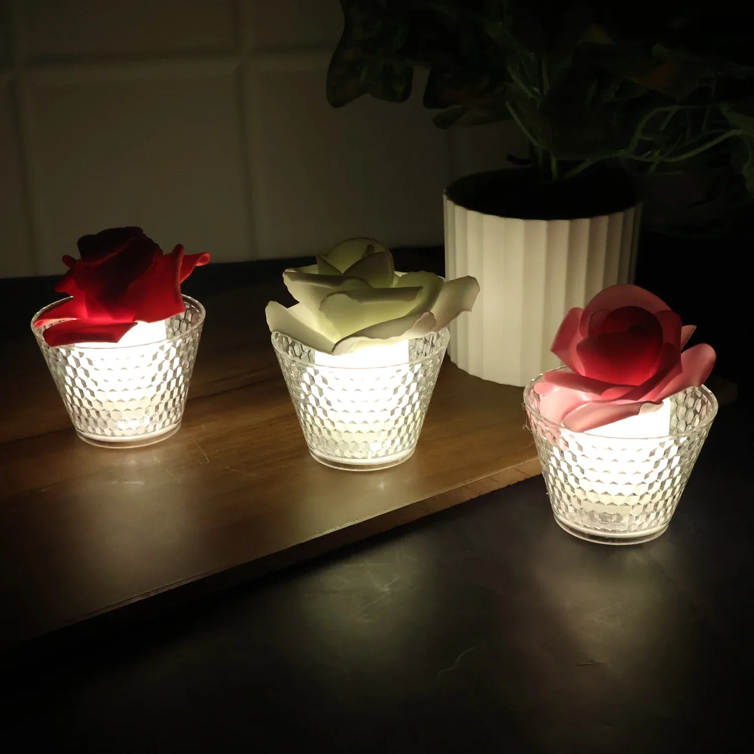 Rose Shaped Decorative Flameless Led Candles (12 Pc) - Zidbik