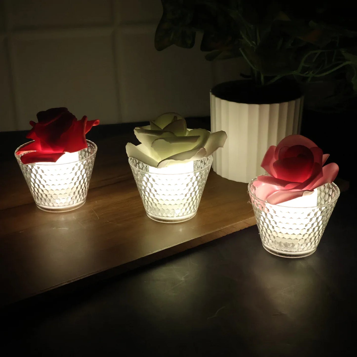 Rose Shaped Decorative Flameless Led Candles (12 Pc) - Zidbik