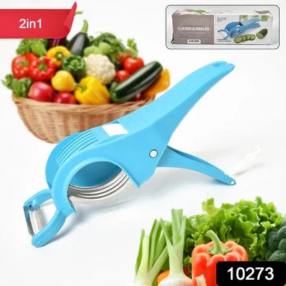 2 In 1 Vegetable Fruit Multi Cutter 5 Blade Vegetable Cutter With Peeler (1 Pc Multicolor) - Zidbik