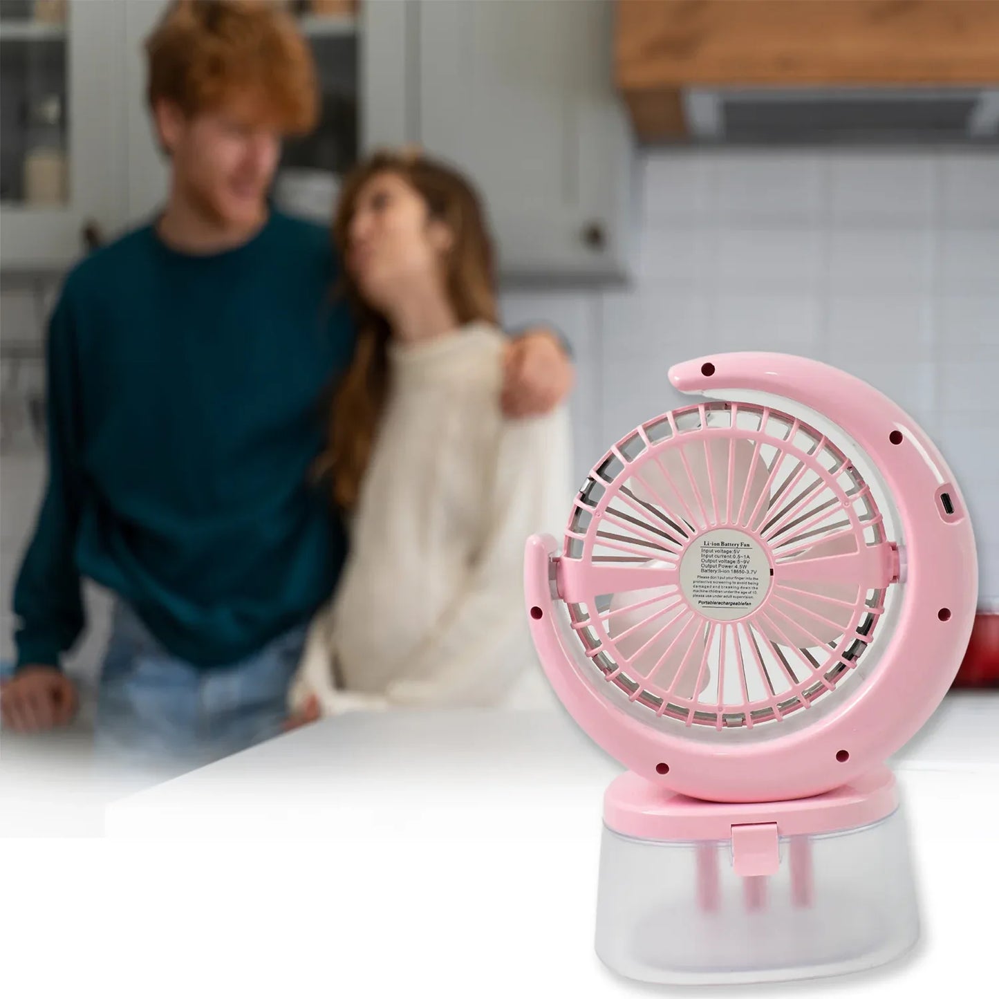 Desktop Fan - Camping Fan With Led Light Portable Humidifying Fan (1 Pc Plug Play Fan) - Zidbik
