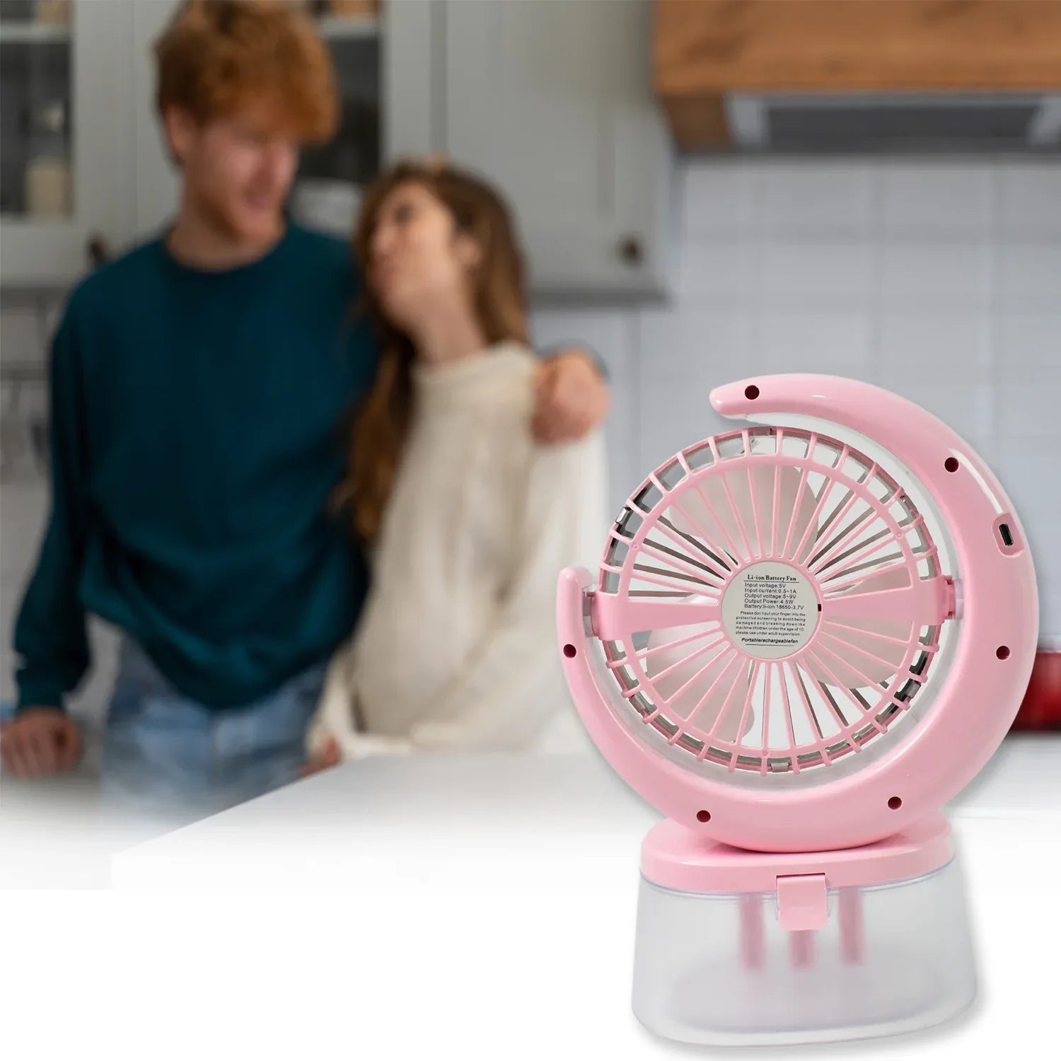Desktop Fan - Camping Fan With Led Light Portable Humidifying Fan (1 Pc Plug Play Fan) - Zidbik
