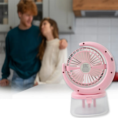 Desktop Fan - Camping Fan With Led Light Portable Humidifying Fan (1 Pc Plug Play Fan) - Zidbik