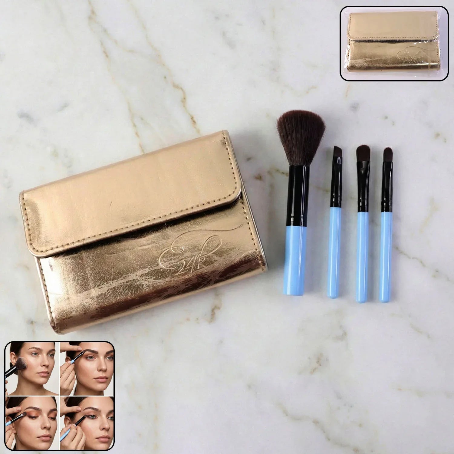 4-in-1 Professional Makeup Brush Set (1 Pc) - Zidbik
