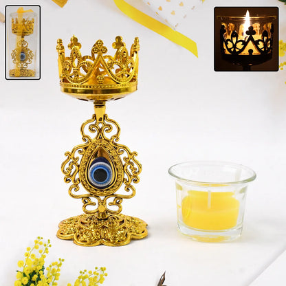 Flower Diwali Candle Holder With Plastic Stand (1 Set) - Zidbik