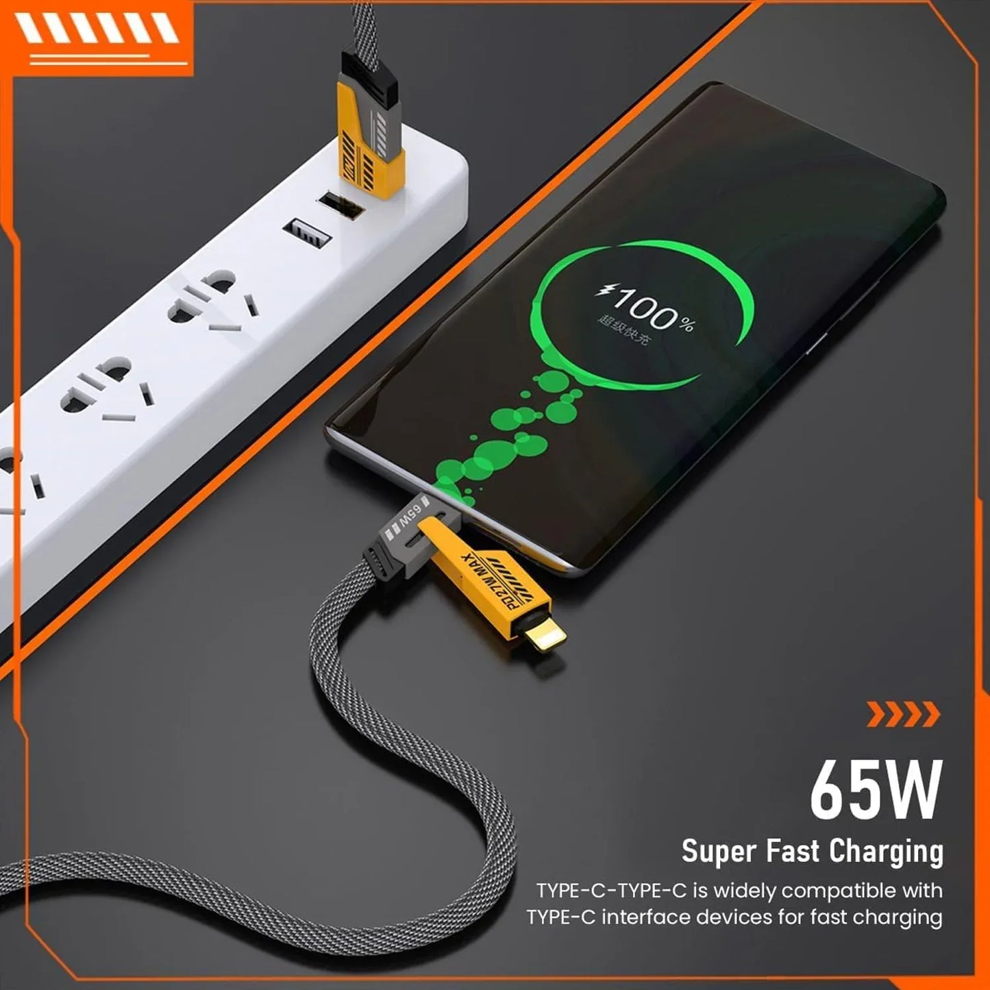 4 In 1 Fast Charging Cable (1 Pc Loose) - Zidbik